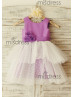 Purple Cotton Polka Dots Tulle Tiered Flower Girl Dress